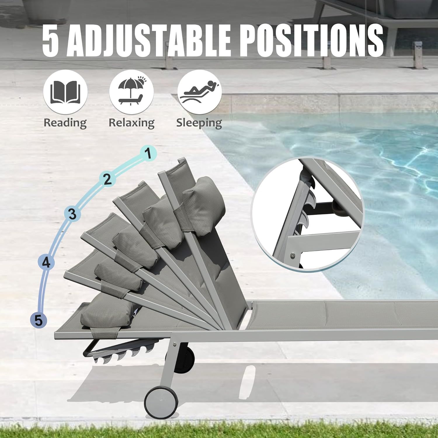 Outdoor Patio Chaise Lounge Set of 3 Doba
